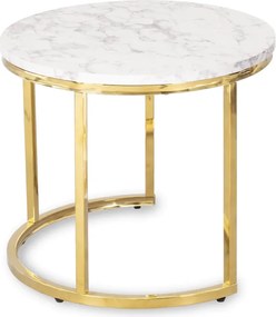 Zestaw Stolików Kawowych OLIS 43 cm/53 cm Biały Marmur Złoty do Salonu Glamour