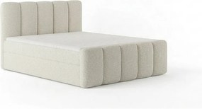 Stylowe łóżko tapicerowane KORA 200x200 cm w tkaninie CENTAUR 1 złamanej bieli