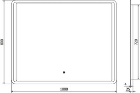 Mexen Zusa lustro łazienkowe podświetlane 100 x 80 cm, LED 6000K, antypara - 9808-100-080-611-00
