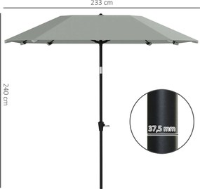 Outsunny 2,3 m Parasol bez podstawy, regulowany parasol tarasowy z korbką, Poliester, Aluminium, Włókno szklane, Ciemnoszary