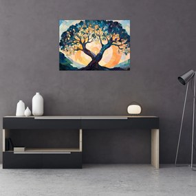 Obraz na szkle – Mozaika – słońce i drzewo II. (70x50 cm)