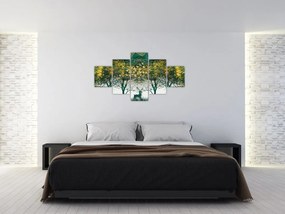 Obraz - Jelenie w zielonym lesie (125x70 cm)