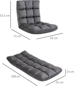 HOMCOM Fotel Materac Gościnny Welurowy Regulowane Oparcie Szary 55x71x53 5 cm Komfort i Styl | Aosom PL