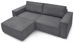 Ciemnoszara sztruksowa rozkładana sofa 245 cm Nihad – Bobochic Paris