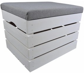 Pufa kufer skrzynia drewniana sosnowa siedzisko 50cm malowana biała