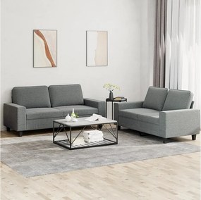 Komplet Sof 2-częściowy Szary Ciemny Wygodna i Wytrzymała Tkanina - 2 Miejsca (120 cm i 140 cm)
