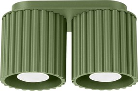 Lampa Sufitowa Minimalistyczny Aura, Aluminium - 2 Źródło - L.21 X H.12 Cm - Zielony Oliwkowy