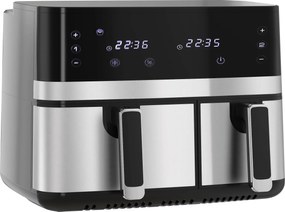 Frytkownica HOMCOM, 2700W, 8 funkcji, 41,8 cm x 39,2 cm x 31,1 cm, Czarna i Srebrna