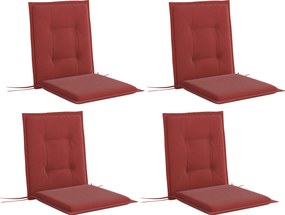 Outsunny Zestaw 4 Poduszek na Krzesła 108 x 50 x 5 cm z Paskami, Do Użytku Zewnętrznego i Wewnętrznego Bordowy