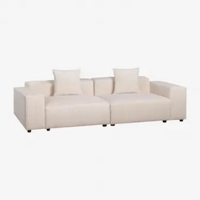 Modułowa Sofa 2-częściowa ↔︎270 Cm Z Niskim Podłokietnikiem Bruna Sztruksu Beżowy Len - Sklum