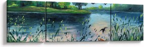 Obraz - Obraz olejny, Wczesny letni wieczór nad jeziorem (170x50 cm)