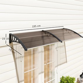 Outsunny Daszek Ochronny 75 x 195 x 23 cm UV i Wodoodporny Poliwęglan Brązowy | Aosom PL