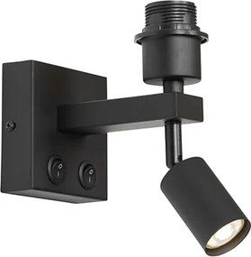 Nowoczesna lampa ścienna czarna z lampką do czytania - Brescia