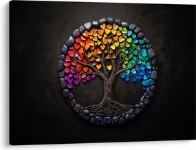 Obraz – Drzewo pełne kolorowych serc (70x50 cm)