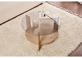 Stolik konferencyjny Clara Sapphire Oak z ciemnym szkłem