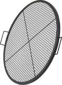 Okrągła Krata do Gotowania SucceBuy 91.44CM, Solidna Krata do Grillowania ze Stali z Rączką i Stojakiem z Drutu X, Czarna