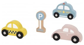 Tooky toy zestaw drewnianych pojazdów i znaków drogowych w pudełku