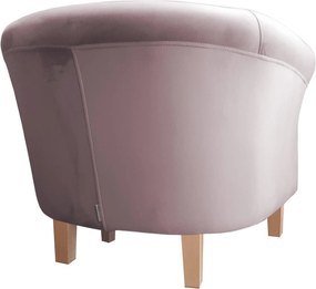 Fotel Milo tkanina Welur wygodny fotel tapicerowany do salonu i sypialni : Kolor nogi - Drewno, Kolor tkaniny - VELVET - MG55, Wysokość nogi - 15 cm