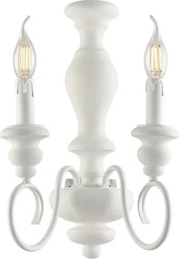 Kinkiet Cascina z drewna i lakierowanego na biało żelaza w stylu shabby chic, 2 światła, 25 P.18 BL265-AP2-BCO