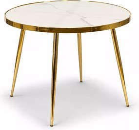 Elegancki stół Cantiero 100 cm – okrągły stół glamour ze szklanym blatem i złotymi nogami