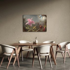 Obraz - Martin Johnson Heade, Cattleya Orchid and Three Hummingbirds, reprodukcje (70x50 cm)
