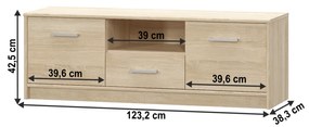 Stolik pod telewizor TEYO 2D1S, dąb sonoma