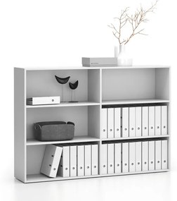 Regał biurowy podwójny niski SEGMENT, 4 półki, 1660 x 350 x 1140 mm, biały