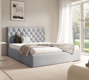 Jasnoszare łóżko tapicerowane z zagłówkiem 3 rozmiary R7-W73