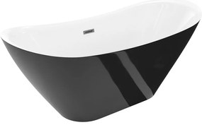 Mexen Lotos wanna wolnostojąca 150 x 75 cm, biała/czarna, przelew gun metal - 52051507775-95