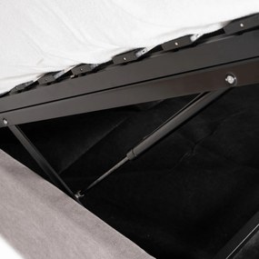 Łóżko Tapicerowane 140x200 cm MARSYLIA ze Stelażem i Pojemnikiem Dwuosobowe Szare