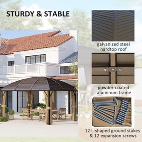 Outsunny Pawilon Ogrodowy, Namiot Imprezowy, Festynowy, 4 x Podwójne Ściany Boczne, Wodoodporny, 2 Haki na Latarnie, ok. 4 x 3 x 2,8 m, Brązowy