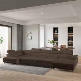 Masseno Narożnik MONTIVA z funkcją spania i pojemnikiem na pościel Narozniki U, Rozkładana sofa - Brązowy, QUELLE 25