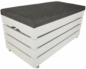 Pufa kufer skrzynia z kółkami drewniana sosnowa siedzisko 80cm malowana biała