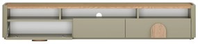 Szafka RTV Amilio 200 cm z szufladami - eukaliptus / dąb baltic dune / uchwyty dąb naturalny