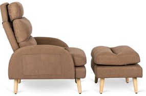 Fotel Wypoczynkowy HENRY z Podnóżkiem Brązowy Nowoczesny Loftowy