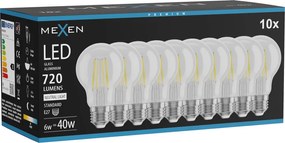 Mexen Vintis 10x żarówka filament LED E27, A60, 6W, Neutralna - 4000K, 720 lm, clear - L150-E27-0640-00x10