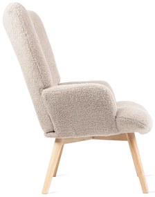 Fotel tapicerowany MOSS w tkaninie TEDDY BOUCLÉ beżowy HOMLA
