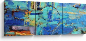 Obraz - Abstrakcyjny obraz olejny (z zegarem) (90x30 cm)