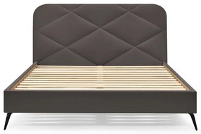 Ciemnoszare tapicerowane łóżko dwuosobowe ze stelażem 160x200 cm Prune – Bobochic Paris