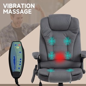Vinsetto Fotel biurowy ergonomiczny z masażem i ogrzewaniem wygodny ciemnoszary | Aosom PL