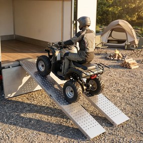 HOMCOM Zestaw 2 ramp składanych z metalu, rampa progowa z uchwytami do 400 kg, dla opon do 22,5 cm | Aosom PL