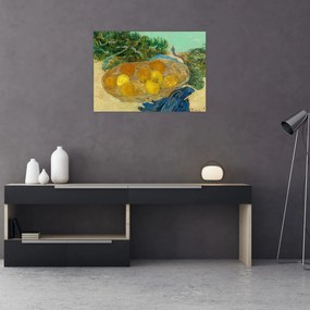 Obraz na szkle - Vincent van Gogh, Still Life of  Oranges and Lemons with  Blue Gloves, reprodukcje (70x50 cm)
