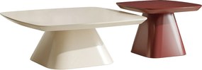 Zestaw 2 stolików kawowych z MDF – kremowy i bordowy lakier – NATAZA