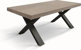 Stół drewniany wiąz perłowy, antracyt, nogi X, wym.160x90-240x90cm - AMALFI