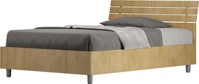 Łóżko wyposażone w stelaż z listwami 120x200 Nachylony zagłówek z listwami dąb naturalny Ankel