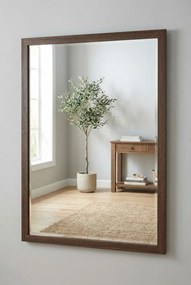 Prostokątne drewniane lustro wiszące orzech S0-F07