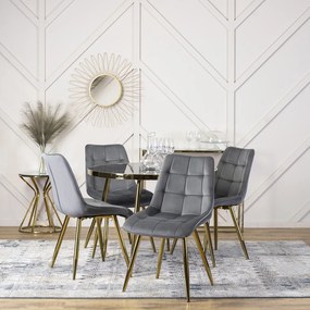 Szklany stół w stylu glamour Tinga 100 cm, czarny marmur/złoty