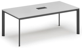 Stół konferencyjny PRIMO INVITATION, 240x120 cm, biały + port blatowy TYP I, czarny