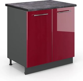 Szafka pod zlew bordowa czerwień wysoki połysk 80x60x82 fame-line