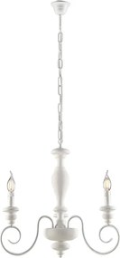 Żyrandol Cascina z drewna i lakierowanego na biało żelaza, postarzany, 3 światła, 113 Ø44 BL265-3-BCO